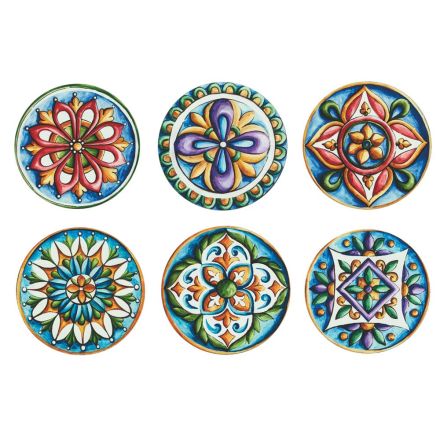 Runde tallerkener i farvet plast med majolika 12 stk - Maia Viadurini