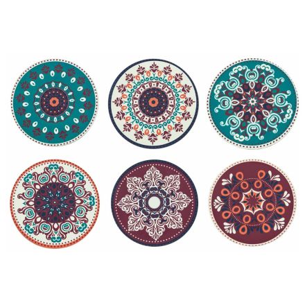 Runde tallerkener i farvet plast med persiske dekorationer 12 stk - Persien Viadurini