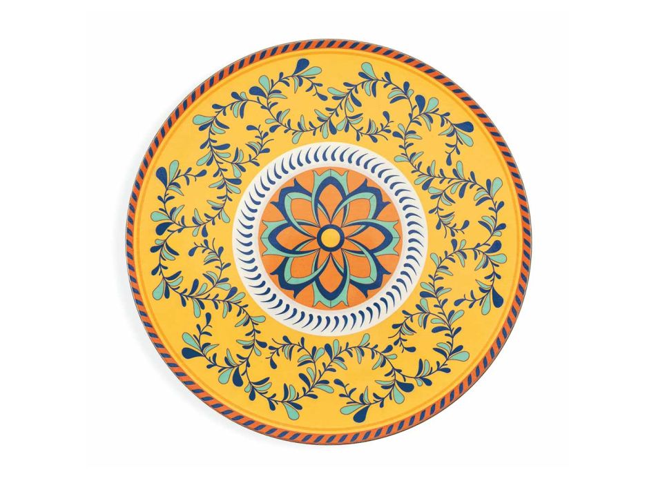 Runde tallerkener i farvet plast siciliansk dekoration 12 stk - Trapani Viadurini