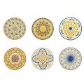 Runde tallerkener i farvet plast siciliansk dekoration 12 stk - Trapani