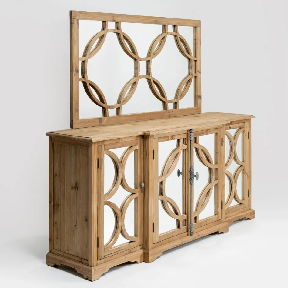 156x83 cm spejl i ældet, naturligt fyrretræ - Agosta Viadurini