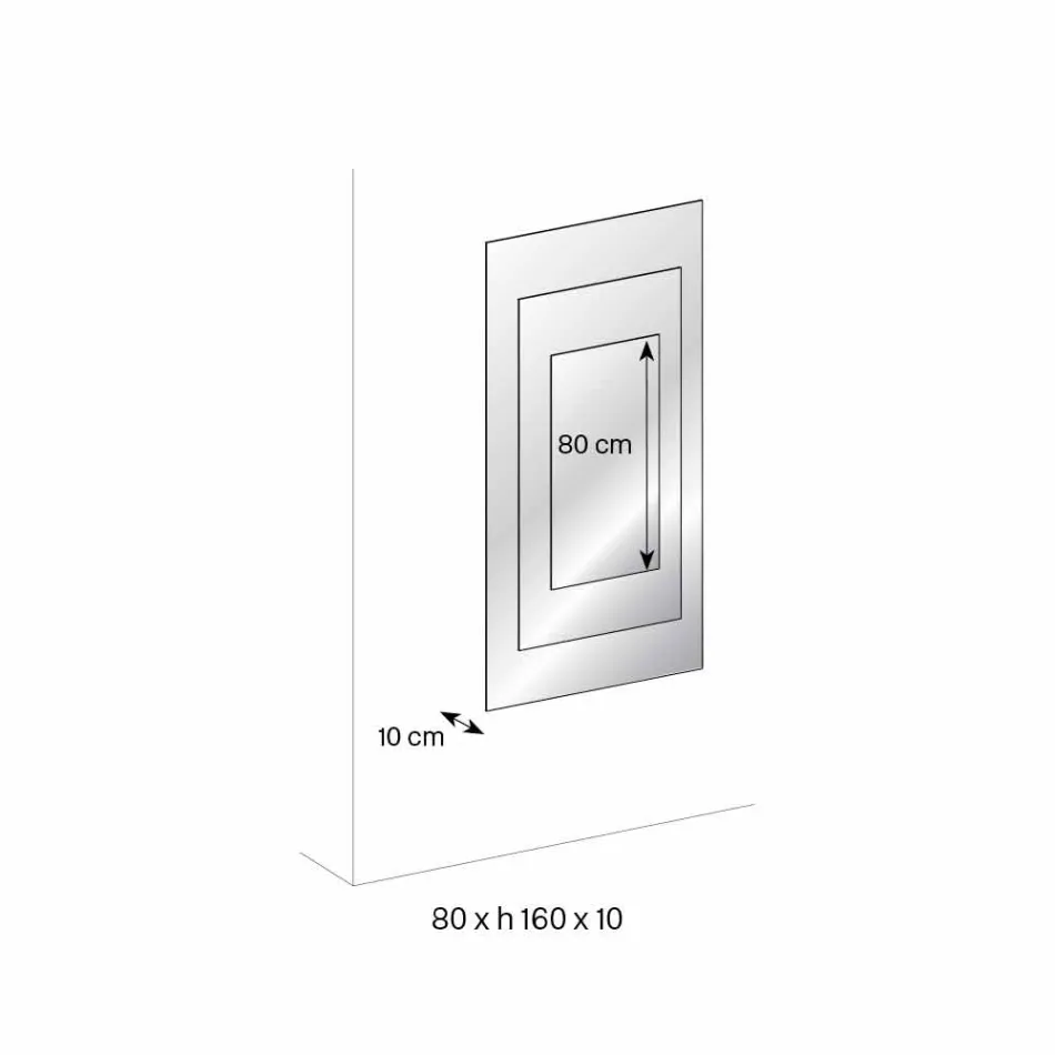 Tre-lags vægspejl og sort struktur italiensk design - Plaudio Viadurini