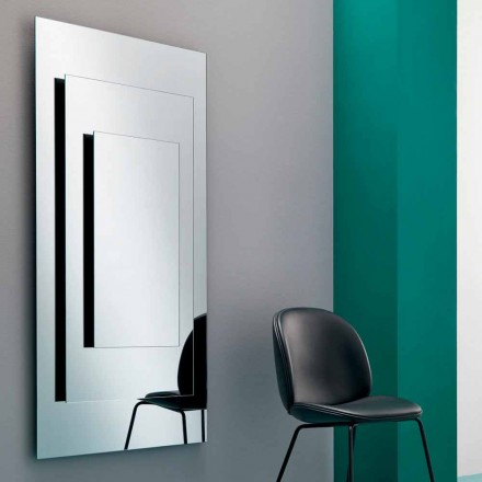 Tre-lags vægspejl og sort struktur italiensk design - Plaudio Viadurini