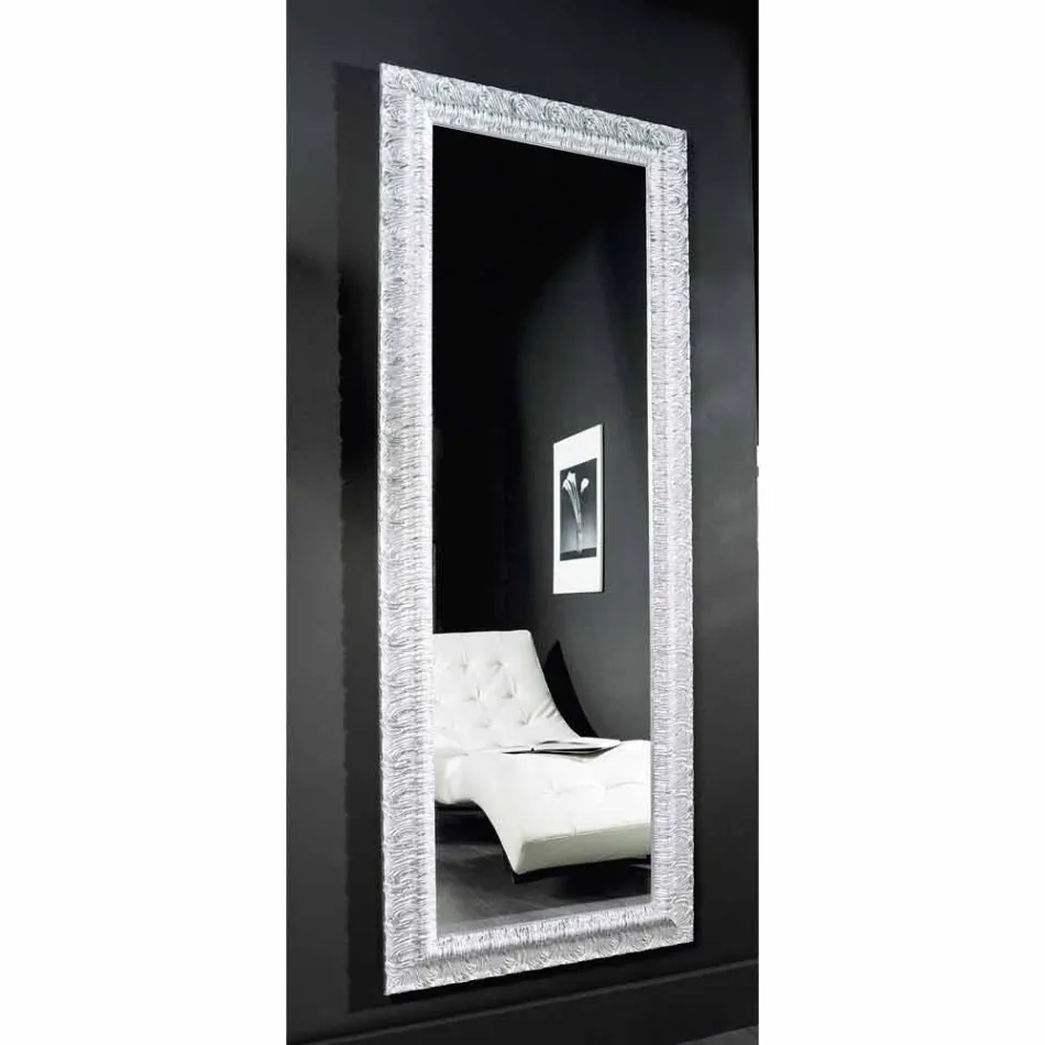 Sølvvægspejl, moderne guld træ produceret i Italien Teodoro Viadurini