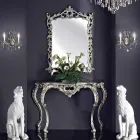 Væg spejl, træ konsol og håndlavede klaver i Italien Giacomo Viadurini