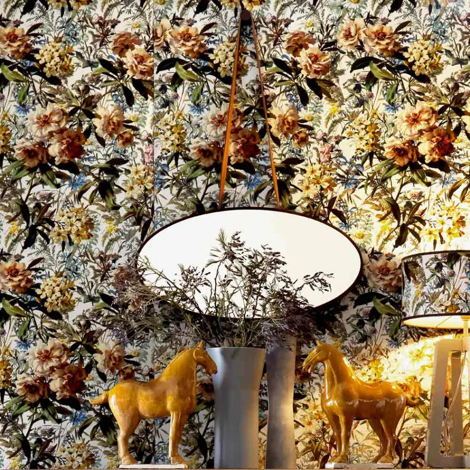 Vægmonteret spejl / gulvstativ massivt træ Grilli York lavet i Italien Viadurini