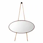 Vægmonteret spejl / gulvstativ massivt træ Grilli York lavet i Italien Viadurini