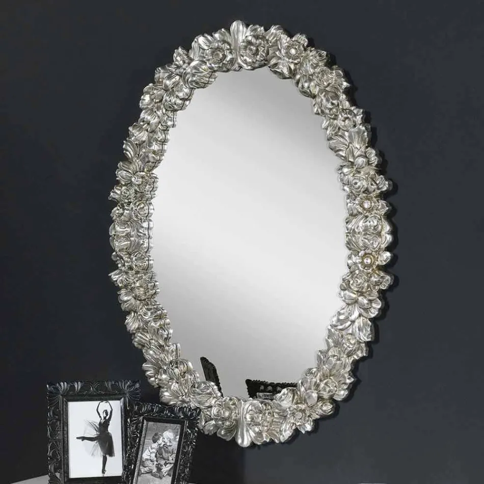 Moderne håndlavet gran træ væg spejl lavet i Italien Filippo Viadurini