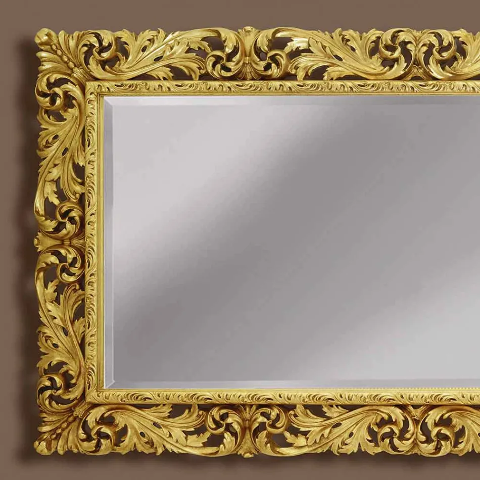 Trævæg spejl med moderne linjer håndlavet i Italien Alex Viadurini