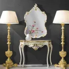 Fir-wood væg spejl, konsol, lavet i Italien mdf top Gianluca Viadurini