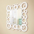 Moderne design hvid firkantet væg spejl med træ dekorationer - boble