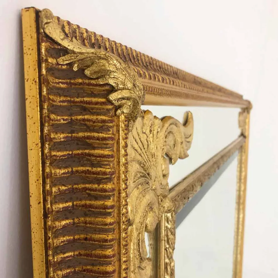 Væg spejl i rektangulært træ produceret i Italien af Valentino Viadurini