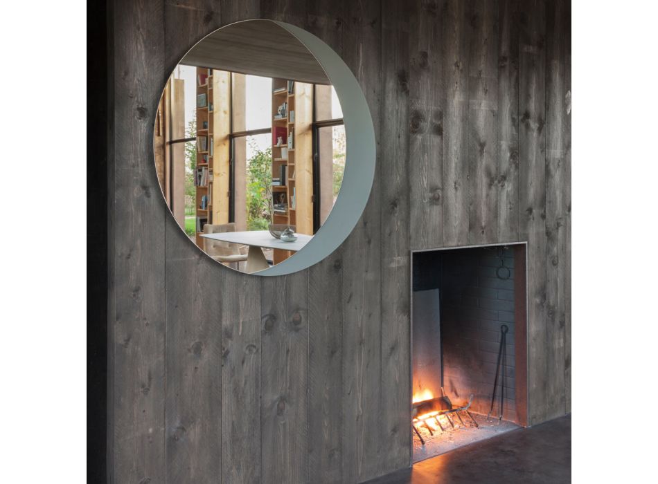 Spejl med ætset Dove Grålakeret glasbund Lavet i Italien - Oregano Viadurini