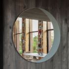 Spejl med ætset Dove Grålakeret glasbund Lavet i Italien - Oregano Viadurini