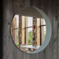 Spejl med ætset Dove Grålakeret glasbund Lavet i Italien - Oregano