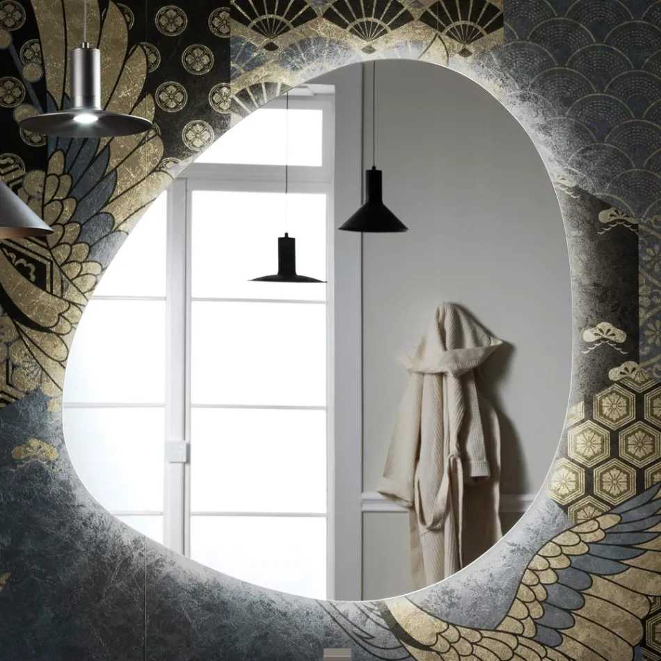 Spejl med vendbar LED-baggrundsbelysning Made in Italy - Talk Viadurini