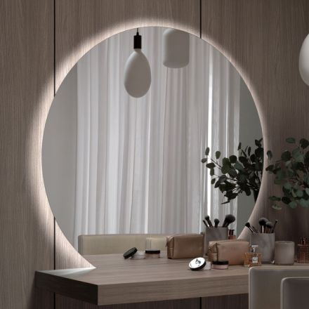 Spejl med LED-baggrundsbelysning kun på den cirkulære side Made in Italy - Make Viadurini