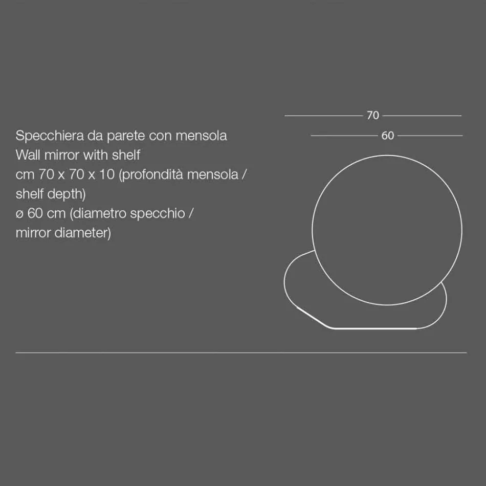Vægspejl med metalhylde i forskellige farver Moderne design - Hera Viadurini