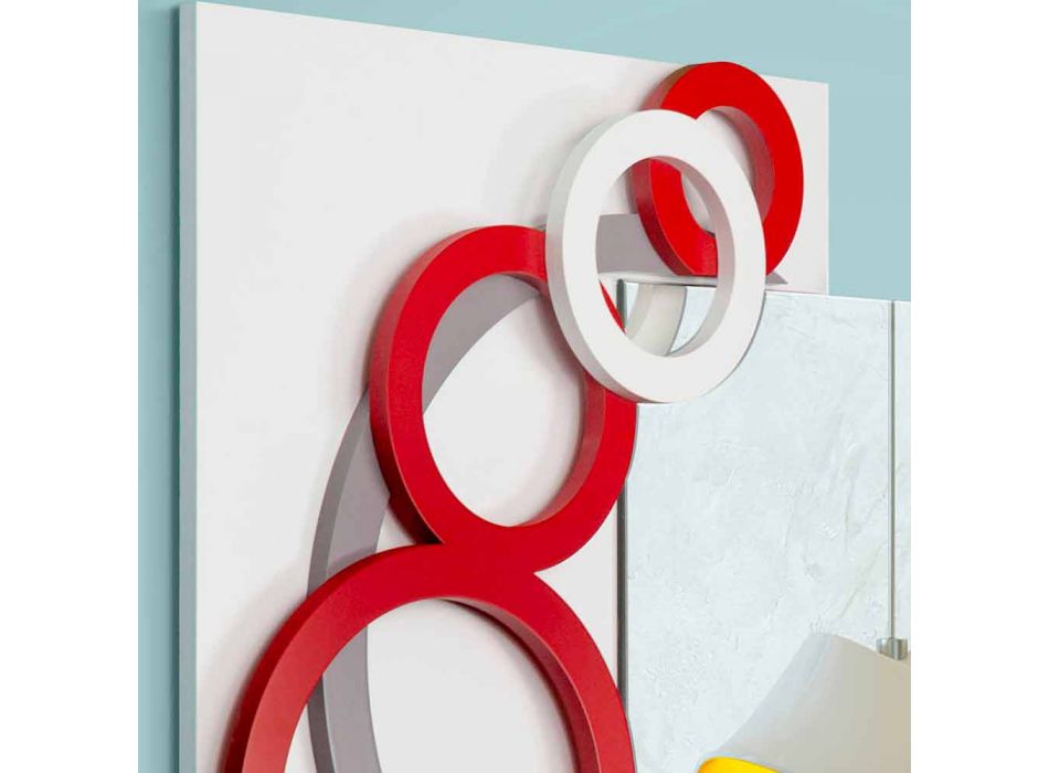 Moderne design væg spejl hvid rød grå i træ - illusion Viadurini