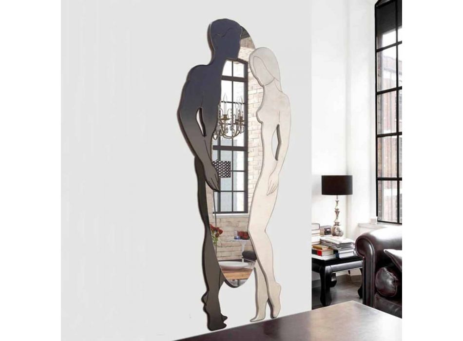 Man & Kvinde moderne design Mdf væg spejl formet med hånden Viadurini