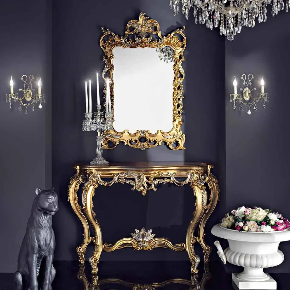 Trævæg spejl og mdf lavet i Italien Andrea konsol bordplade Viadurini