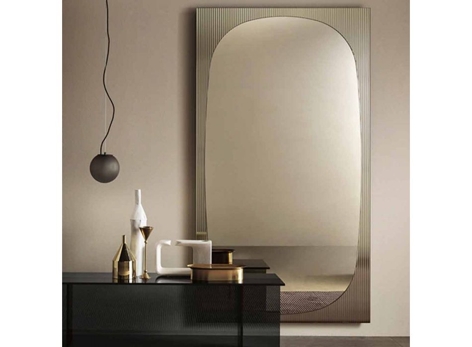 Moderne væg spejl med bronze farvespejl lavet i Italien - Bandolero Viadurini