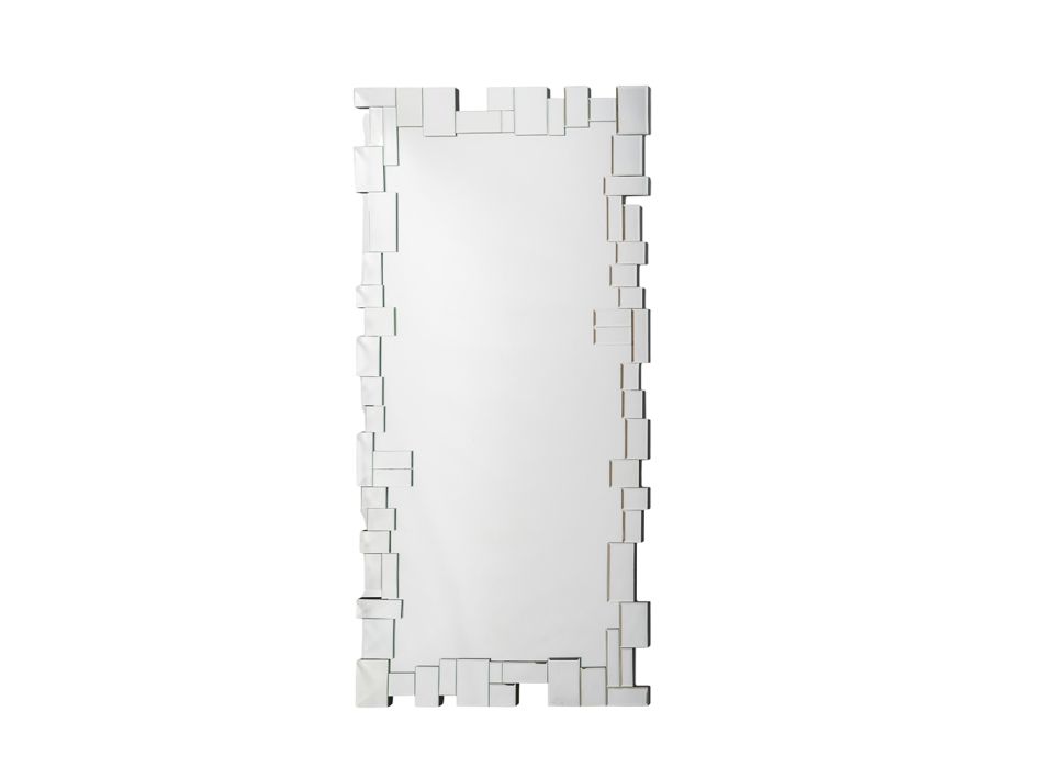 Rektangulært vægspejl med formet glasramme - Norbo Viadurini