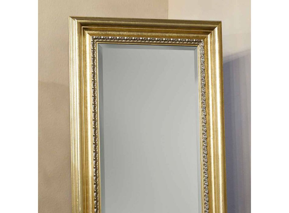 Trægulv spejl med håndlavet piedestal lavet Italien Leonardo Viadurini