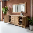 Spejl i børstet, gammelt, naturligt fyrretræ - Acerno Viadurini