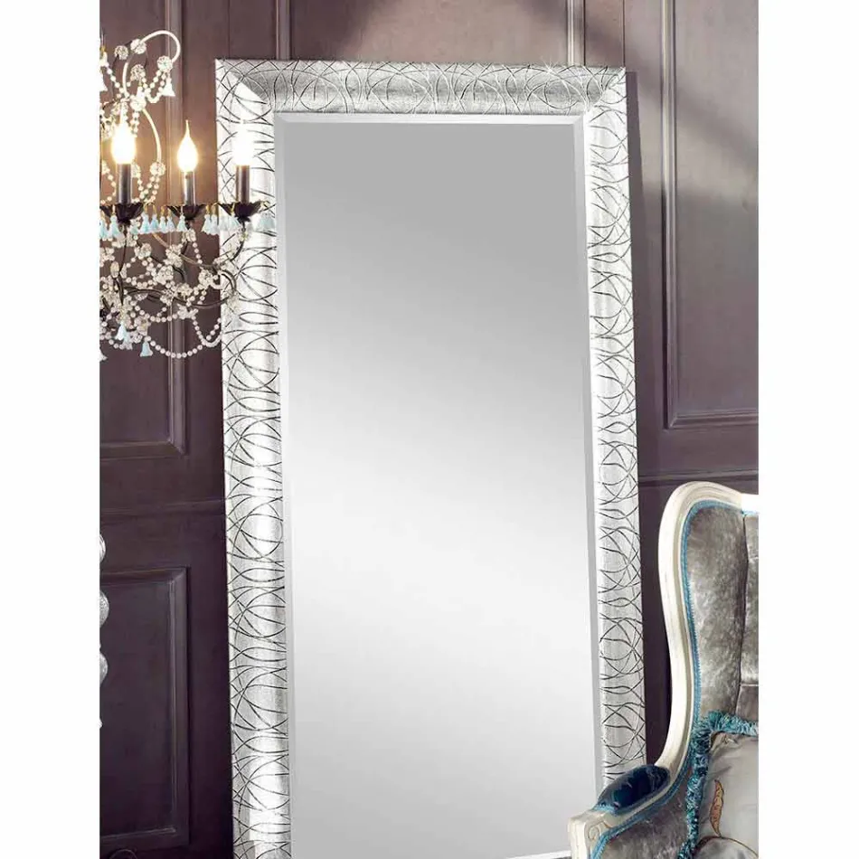 Rektangulært væg spejl lavet af gran træ lavet i Italien Achille Viadurini