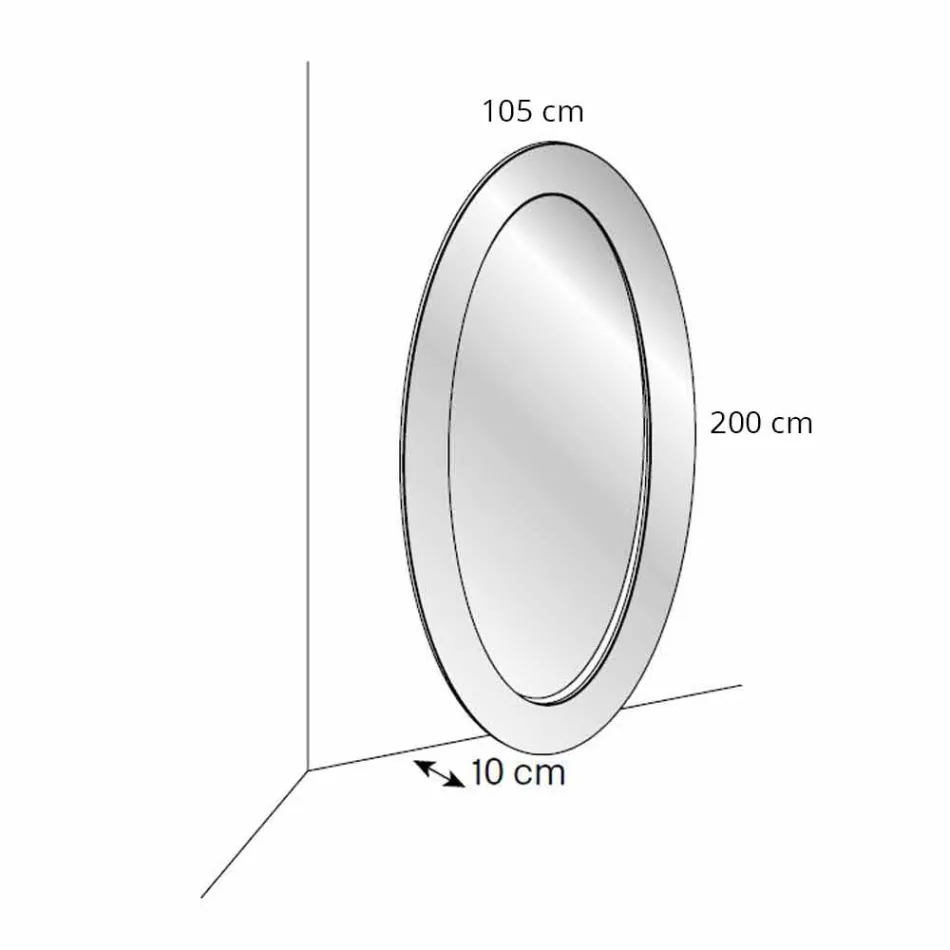 Moderne ovalt gulvspejl med skråt stel lavet i Italien - Salamina Viadurini