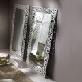 Rektangulært spejl i sølv og sorte blade lavet i Italien - Acca