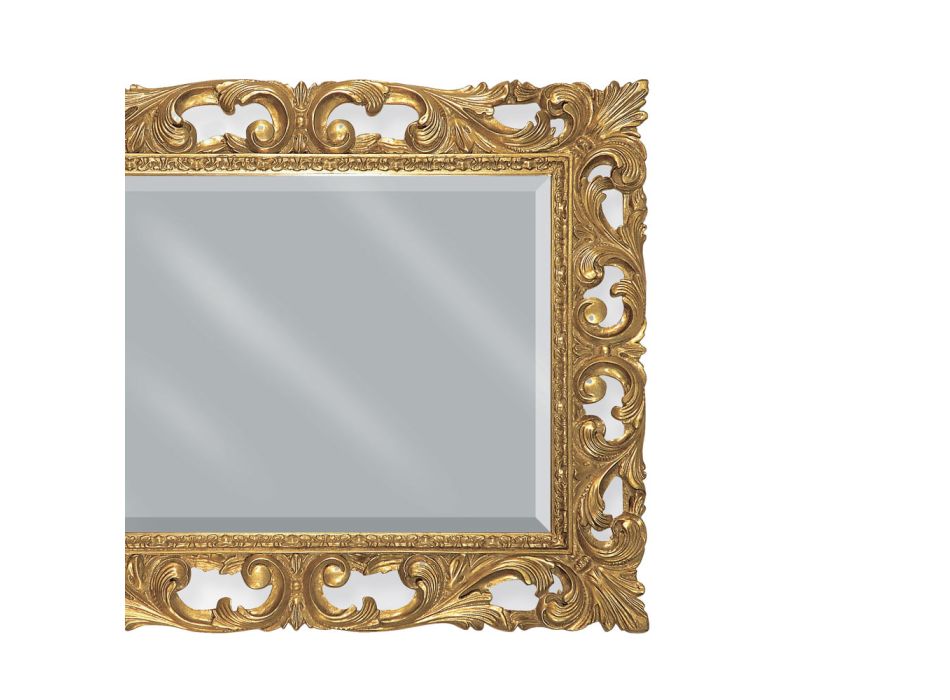 Rektangulært spejl i bladguld og jordspejl lavet i Italien - Rangi Viadurini