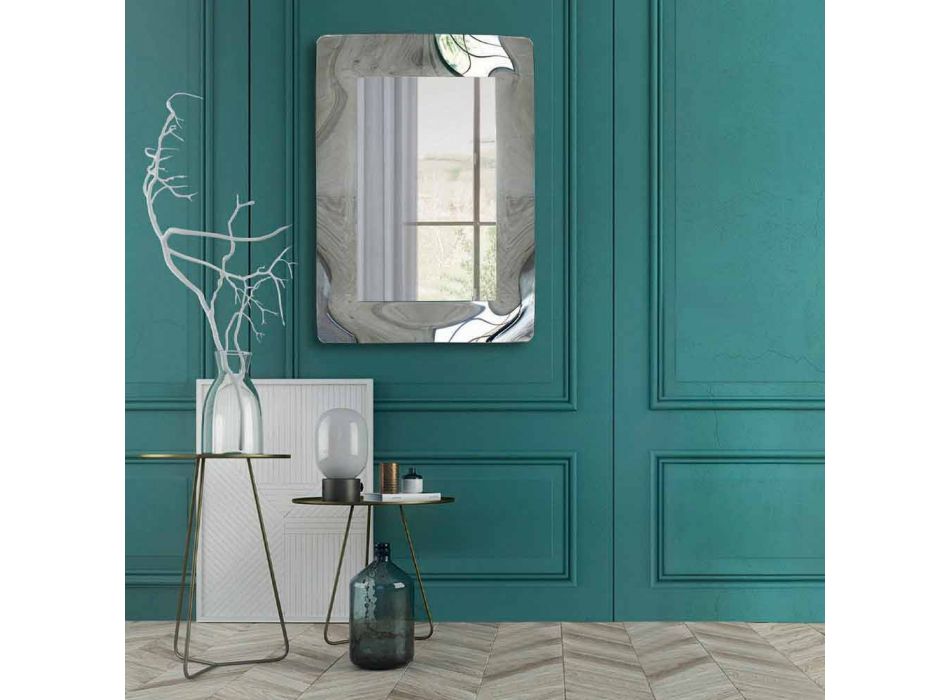Moderne rektangulært spejl med buet glasramme lavet i Italien - Vira Viadurini