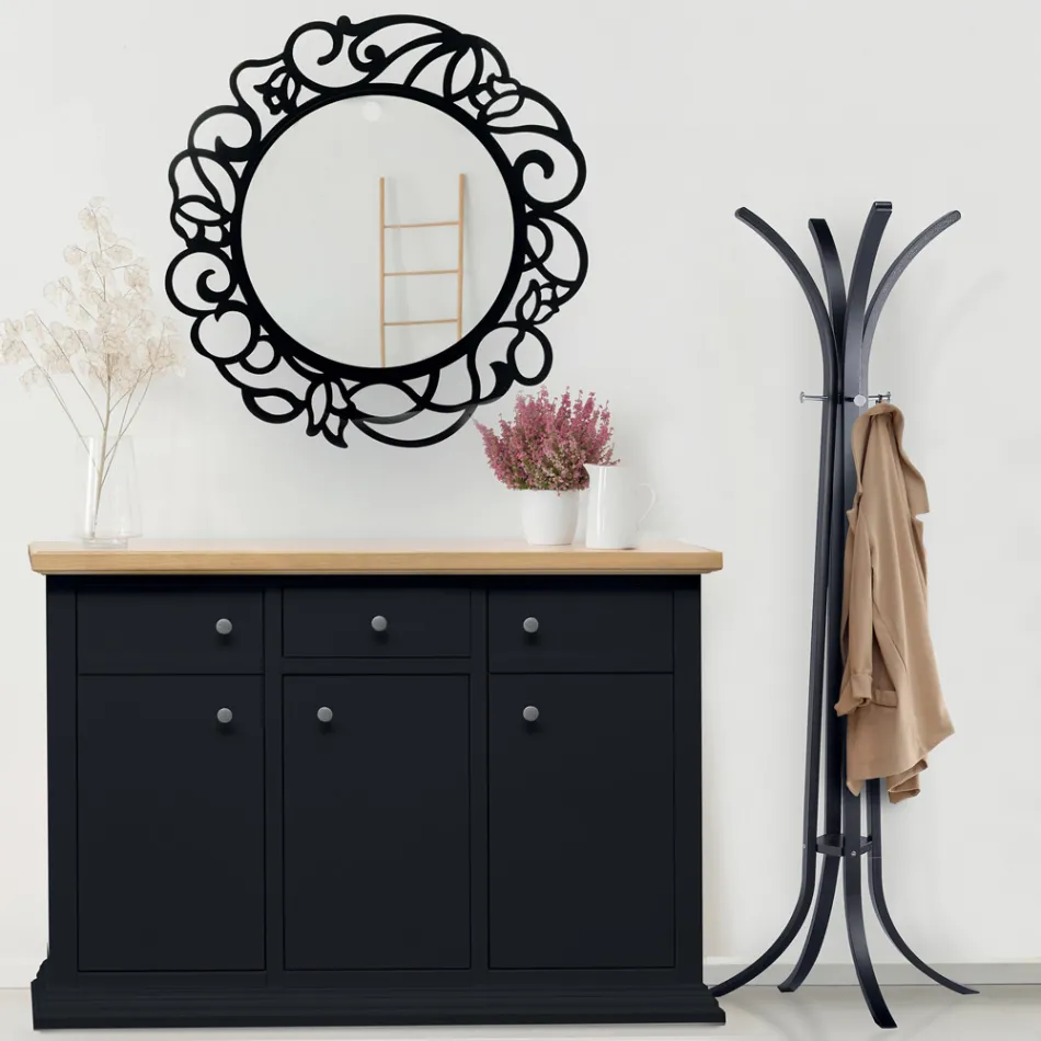 Rundt spejl med gennembrudt mønster lavet i Italien - Ferona Viadurini