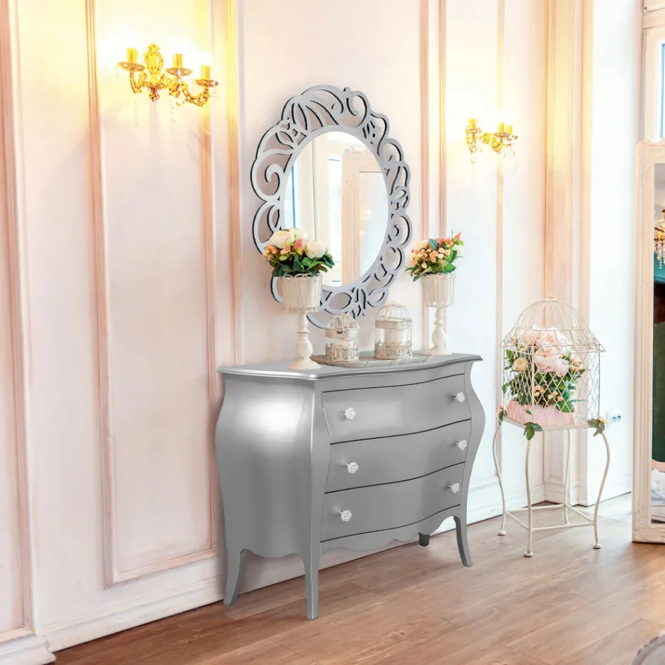 Rundt spejl med gennembrudt mønster lavet i Italien - Ferona Viadurini