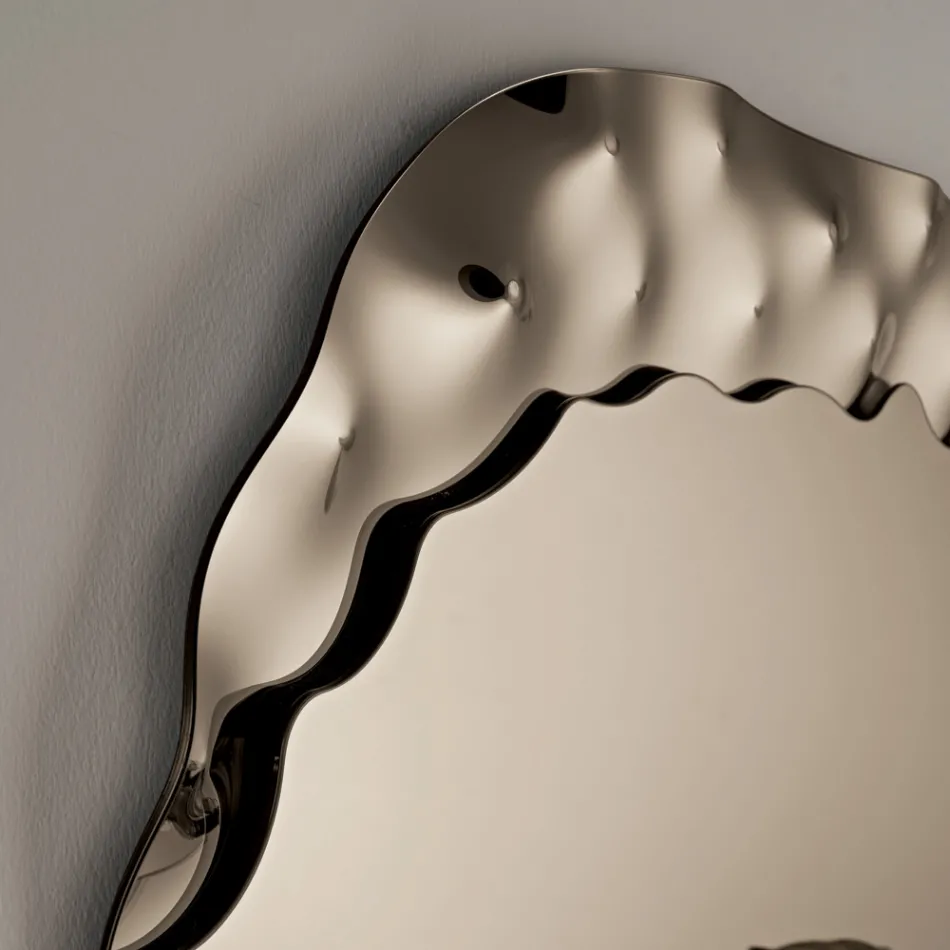 Formet spejl med marmoreret glasindsats Lavet i Italien - Amata Viadurini