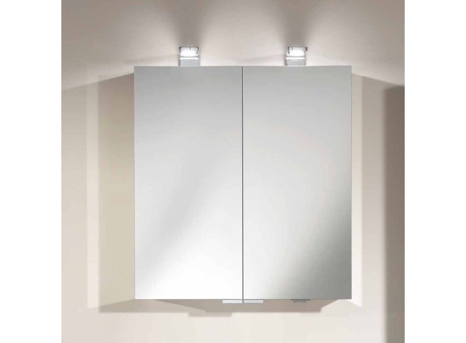 2-dørs spejl med sølv aluminiumsbeholder og detaljer i krom - Maxi