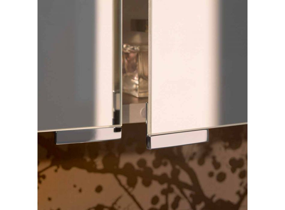 2-dørs spejl med sølv aluminiumsbeholder og detaljer i krom - Maxi Viadurini