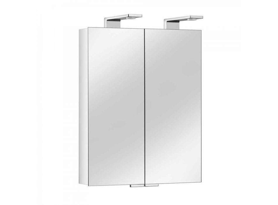 2-dørs spejl med sølv aluminiumsbeholder og detaljer i krom - Maxi Viadurini
