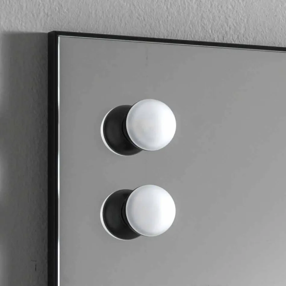 Vægspejl med 2 pærer og sort aluminiumsramme fremstillet i Italien - ramme Viadurini