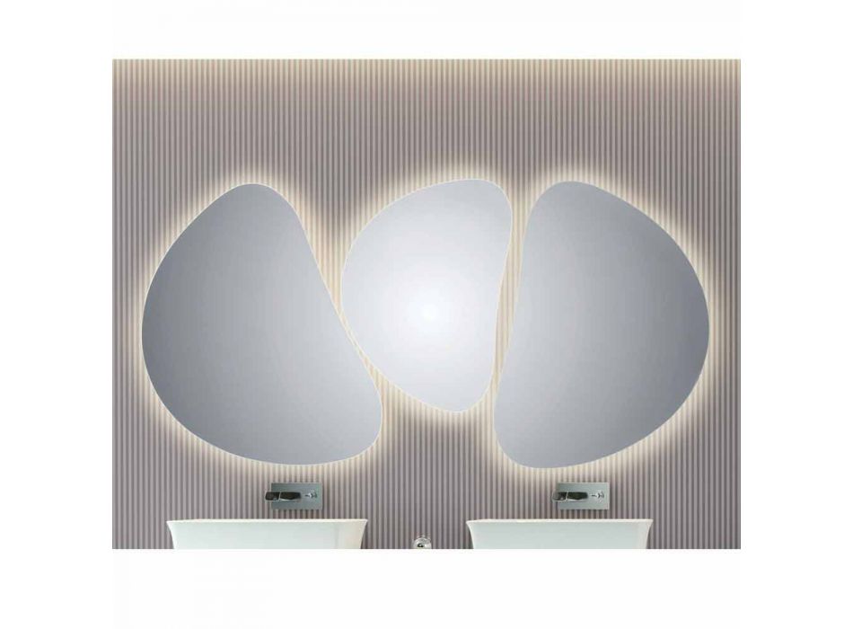 Spejl badeværelset væggen med LED-baggrundsbelysning Pirro Viadurini