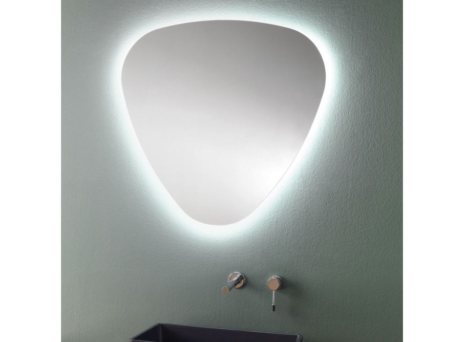 Formet vægspejl til badeværelse med dyrebar LED-baggrundsbelysning - Trigolo Viadurini