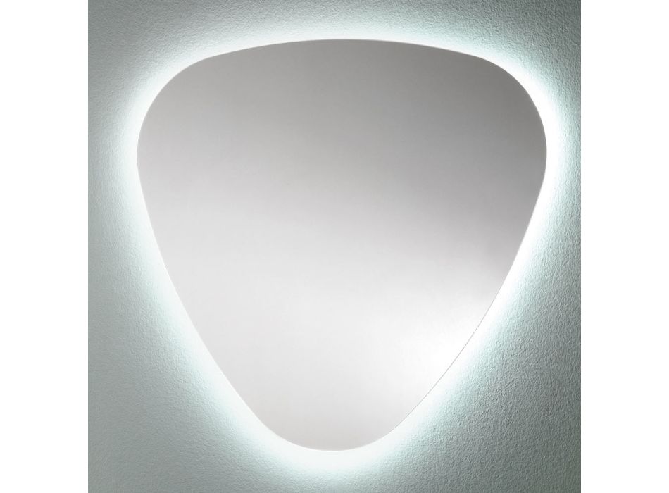 Formet vægspejl til badeværelse med dyrebar LED-baggrundsbelysning - Trigolo Viadurini