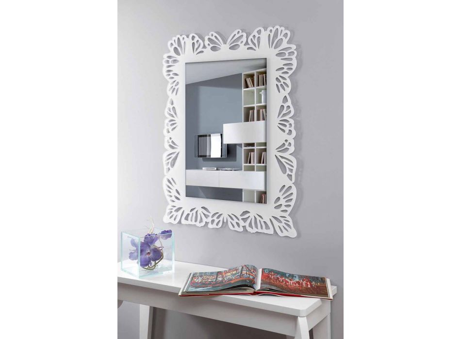 Hvid spejl i spejlglas med dekoreret rektangulær ramme - Alidifarf Viadurini