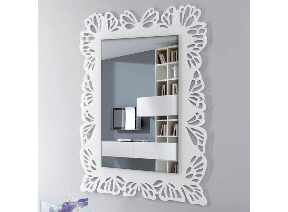 Hvid spejl i spejlglas med dekoreret rektangulær ramme - Alidifarf Viadurini