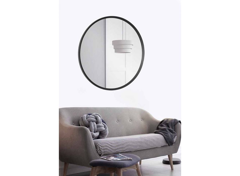 Rundt væg spejl med lakeret stel af elegant moderne design - Odosso Viadurini