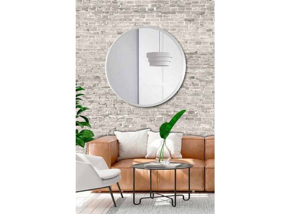 Rundt væg spejl med lakeret stel af elegant moderne design - Odosso Viadurini