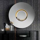 Rundt design vægspejl med gyldent metal med centerpiece - Merale Viadurini