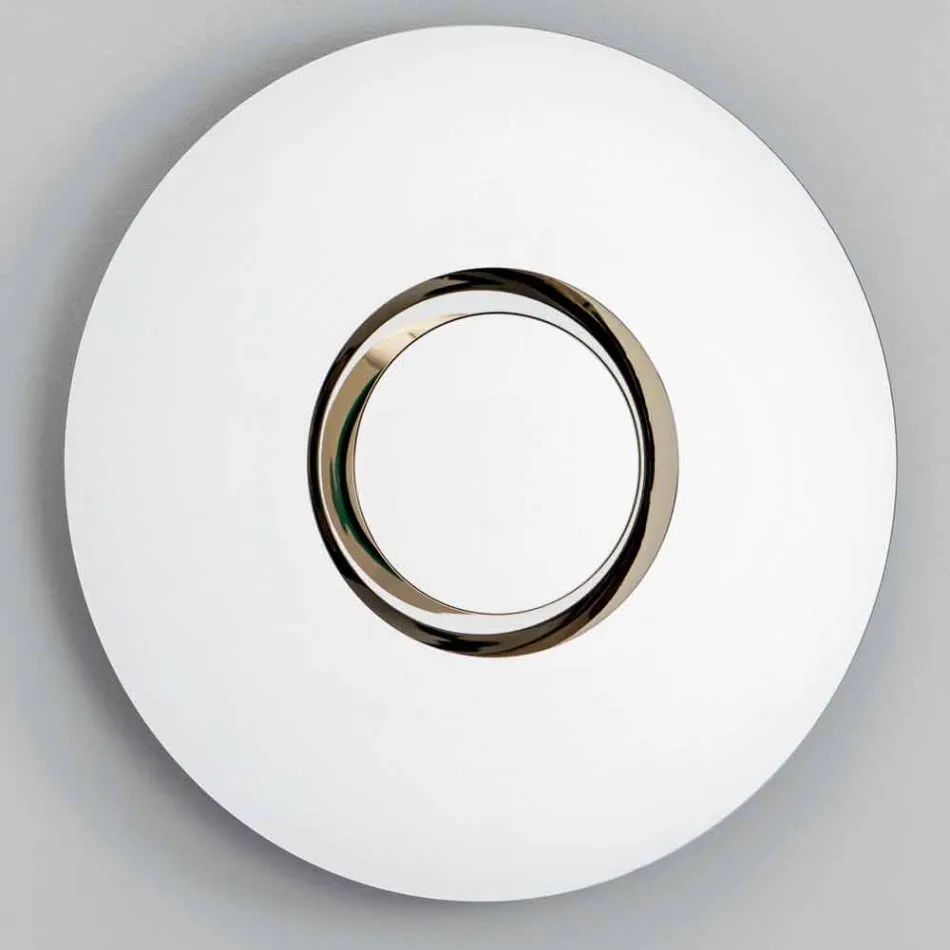 Rundt design vægspejl med gyldent metal med centerpiece - Merale Viadurini